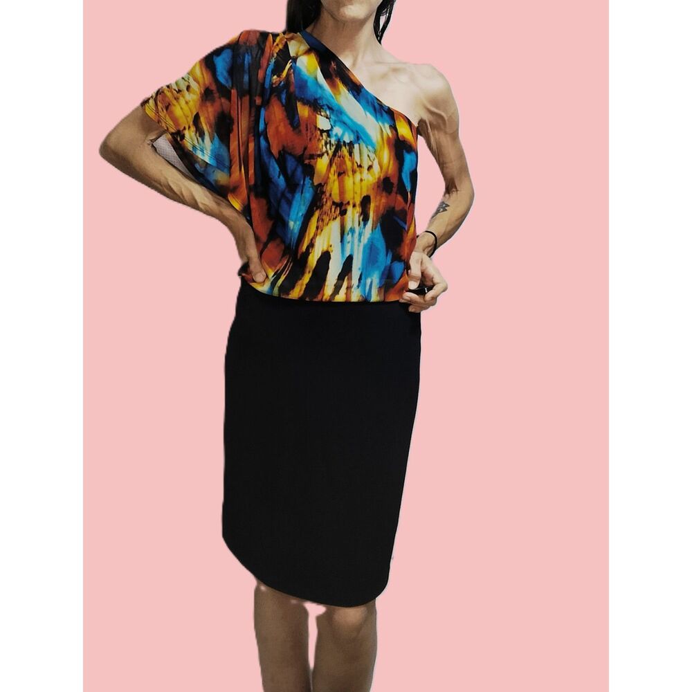 Speechless ~ Colorful Abstract One-Shoulder Dress ~ Size Small